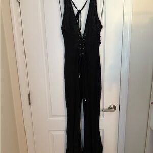 AKIRA Black Lace-Up Jumpsuit
